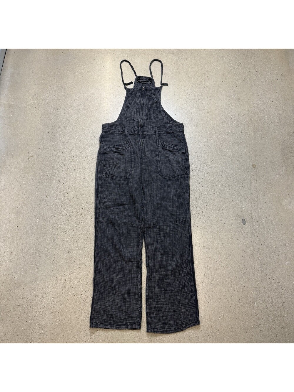 Anthropologie Pilcro Painter Overalls Gauze Women 28 Black Zip Front Pocket Soft
